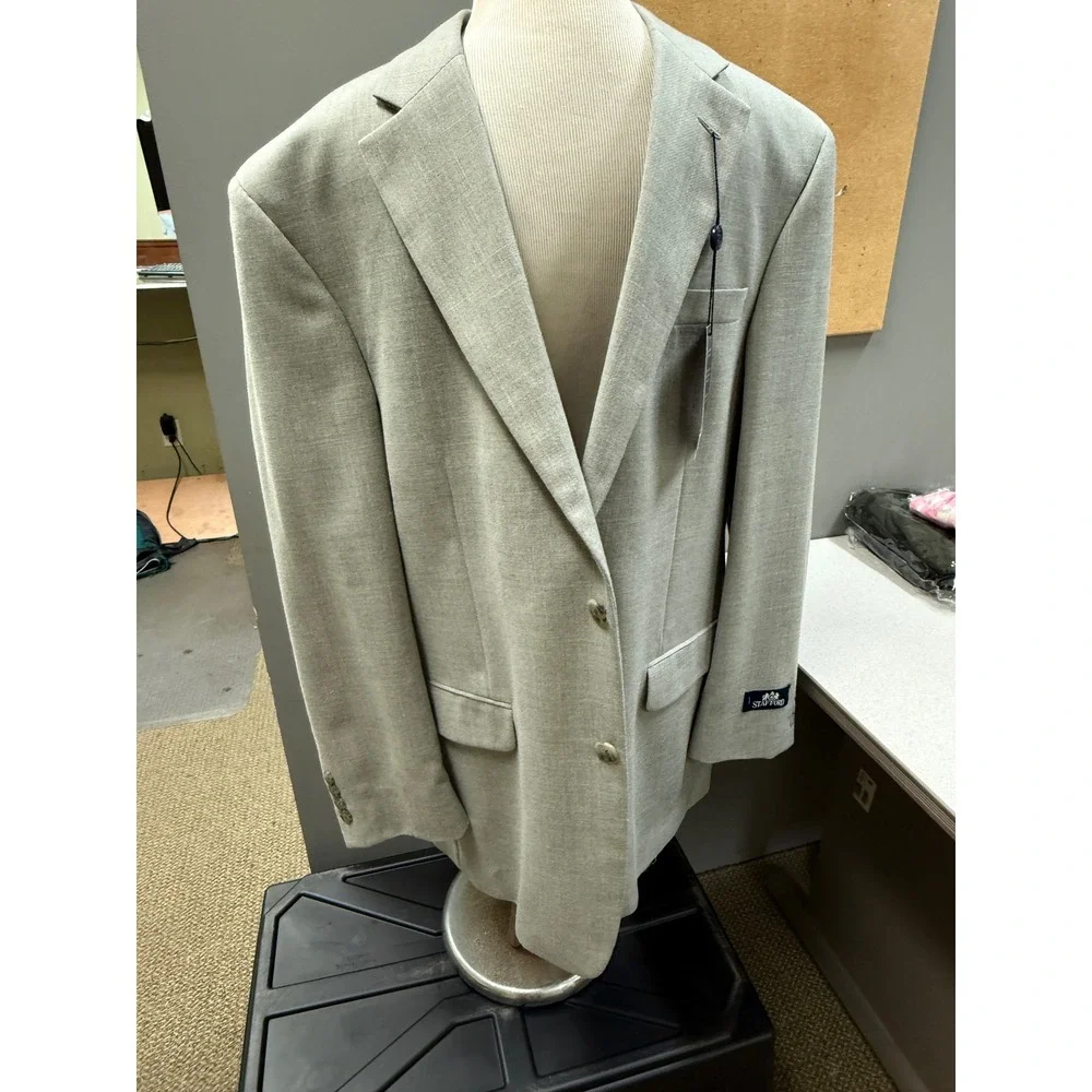 Stafford Mens Gray Blazer Jacket 42R Polyester Rayon Classic Fit‎